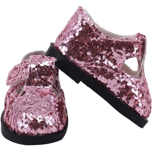 Lila Schuhe mit Pailletten für 14-Zoll-Puppen – elegantes Kostümzubehör