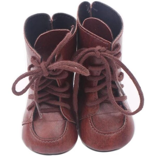 Braune Schnürstiefel aus Leder für 46 cm große Puppen – Kostümzubehör Schuhe