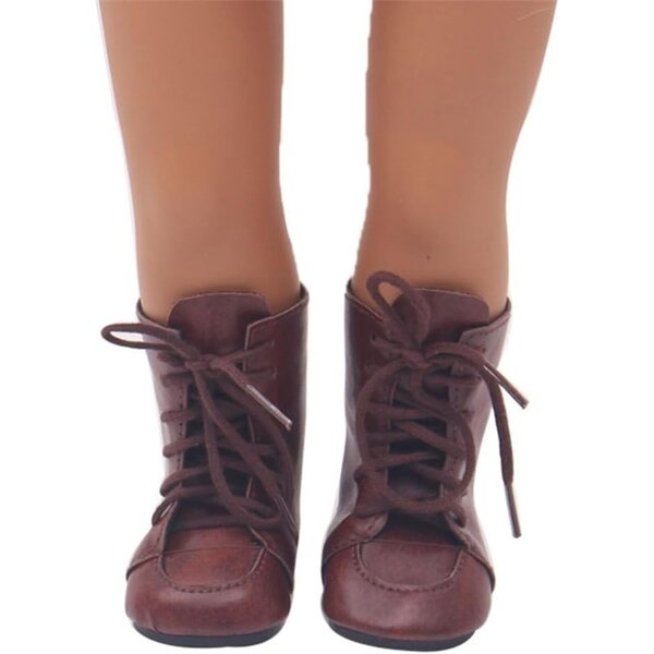 Braune Schnürstiefel aus Leder für 46 cm große Puppen – Kostümzubehör Schuhe