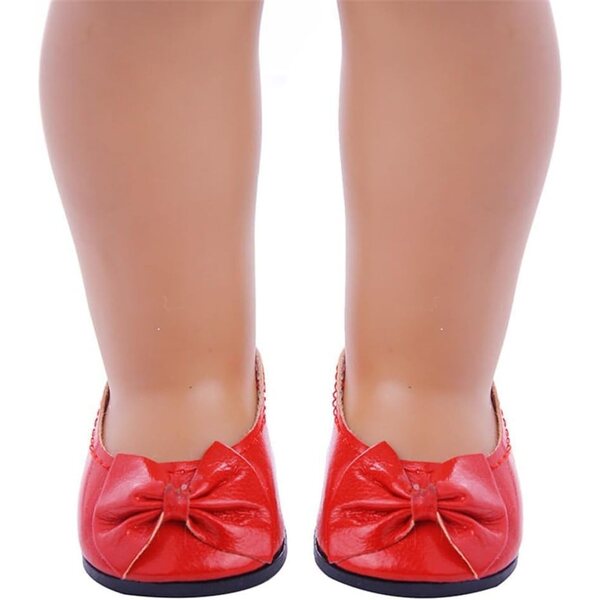 Scarpe in Pelle Rosse per Bambola 46 cm con Fiocco, Accessori Costume Bambola Americana