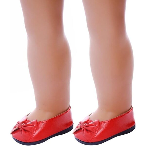 Scarpe in Pelle Rosse per Bambola 46 cm con Fiocco, Accessori Costume Bambola Americana