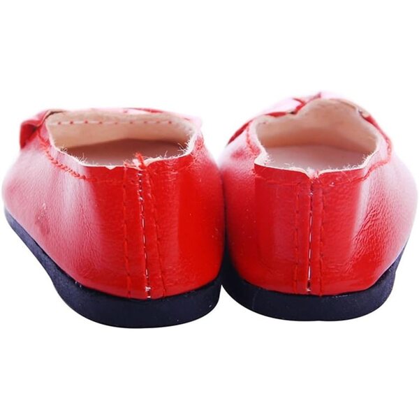 Scarpe in Pelle Rosse per Bambola 46 cm con Fiocco, Accessori Costume Bambola Americana