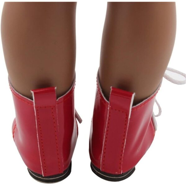 Rote Lederstiefel 46 cm für amerikanische Puppen mit Schnürsenkeln, Kostümzubehör