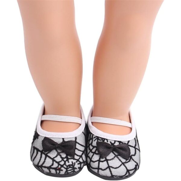 Scarpe per Bambola 46 cm con Fiocco e Stampa Ragnatela, Accessorio Costume American Doll