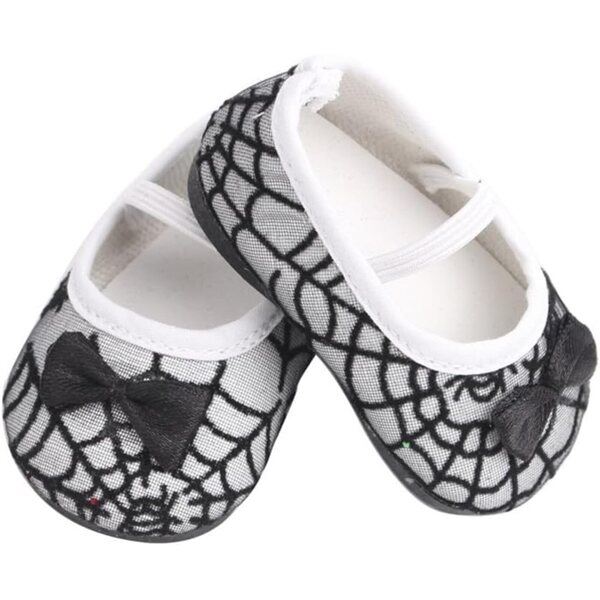 Scarpe per Bambola 46 cm con Fiocco e Stampa Ragnatela, Accessorio Costume American Doll