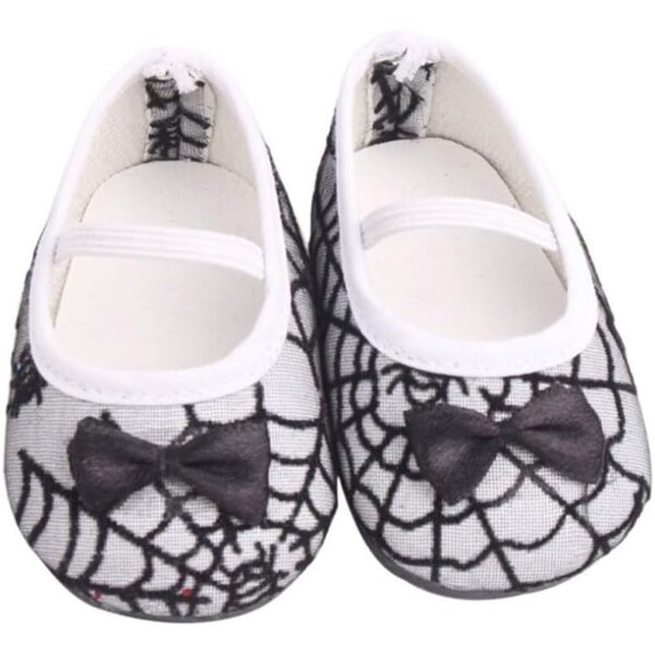 Scarpe per Bambola 46 cm con Fiocco e Stampa Ragnatela, Accessorio Costume American Doll