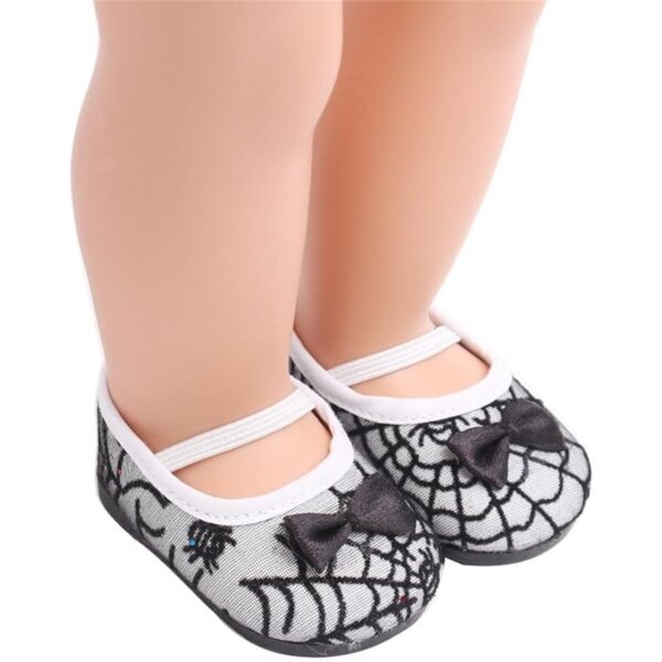 Scarpe per Bambola 46 cm con Fiocco e Stampa Ragnatela, Accessorio Costume American Doll