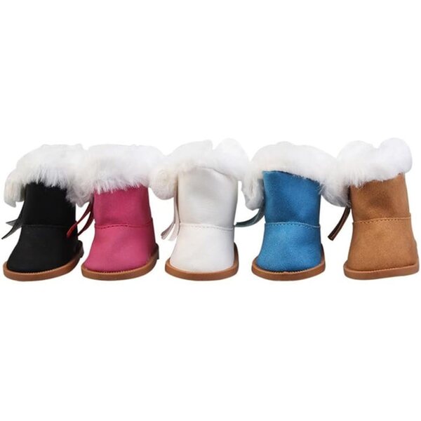 Plüschstiefel für 46-cm-Puppen, rot-rosa Winterschuhe für Kostüme