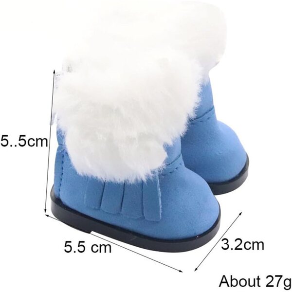 Blaue Plüschstiefel für 14-Zoll-Puppen – Uteruik Winterschuhe