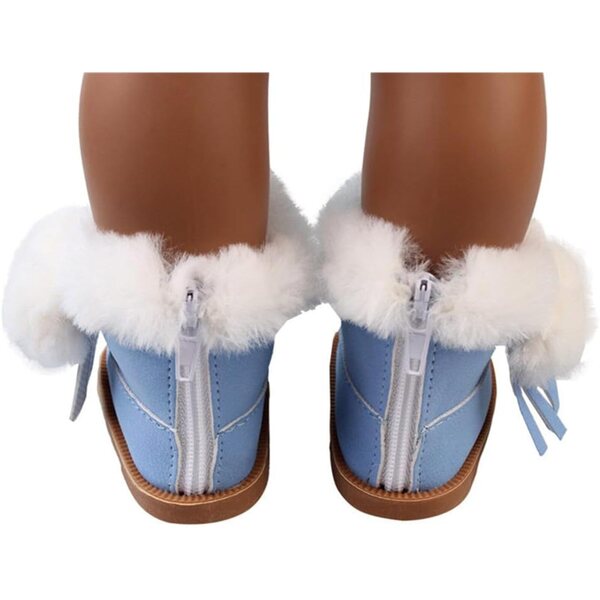 Blaue Plüschstiefel für 14-Zoll-Puppen – Uteruik Winterschuhe