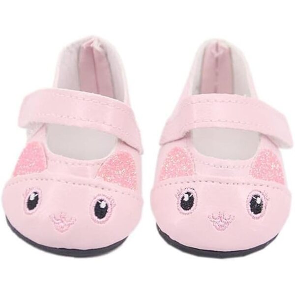 Lässige Lederschuhe für 46-cm-Puppen mit originellem Katzendesign