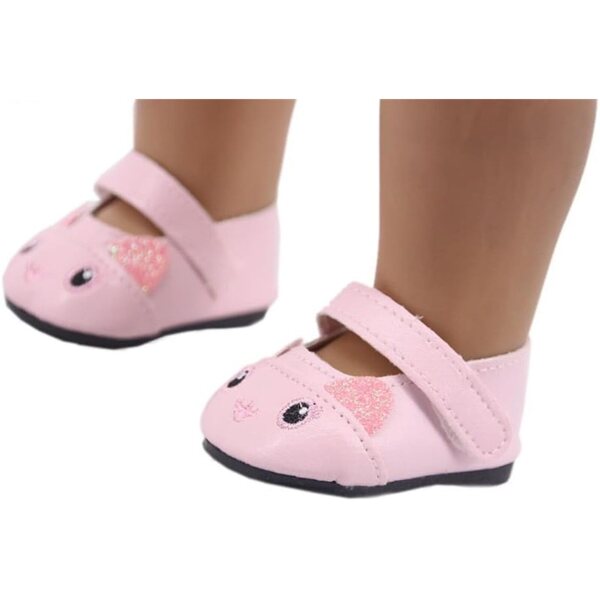 Lässige Lederschuhe für 46-cm-Puppen mit originellem Katzendesign