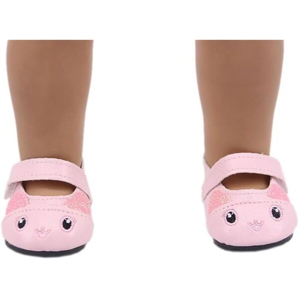 Lässige Lederschuhe für 46-cm-Puppen mit originellem Katzendesign