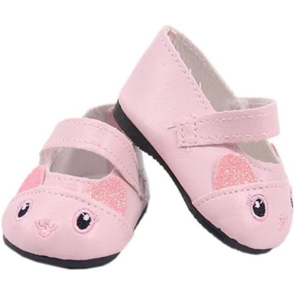 Lässige Lederschuhe für 46-cm-Puppen mit originellem Katzendesign