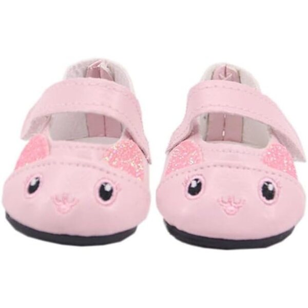 Lässige Lederschuhe für 46-cm-Puppen mit originellem Katzendesign