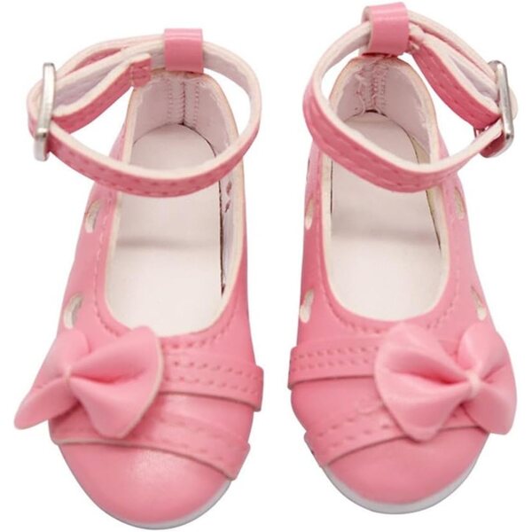 Scarpe con Tacco Basso e Fibbia per Bambola BJD 1/3 60 cm in Pelle Rosa con Fiocco