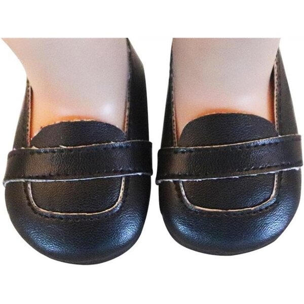 Flache schwarze Lederschuhe für 46 cm große Puppen – elegantes und widerstandsfähiges Zubehör