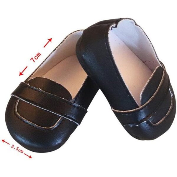 Flache schwarze Lederschuhe für 46 cm große Puppen – elegantes und widerstandsfähiges Zubehör