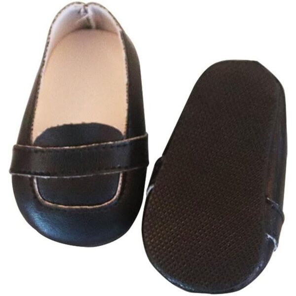 Flache schwarze Lederschuhe für 46 cm große Puppen – elegantes und widerstandsfähiges Zubehör