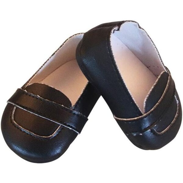Flache schwarze Lederschuhe für 46 cm große Puppen – elegantes und widerstandsfähiges Zubehör
