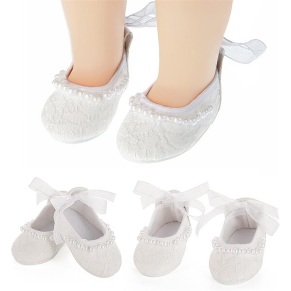 Scarpe bianche con lacci per bambola 46 cm, accessorio casual Uteruik