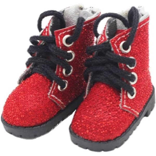 Rote Schnürstiefel für 1/6 BJD-Puppe aus Baumwolle und Kalbsleder – 20 cm