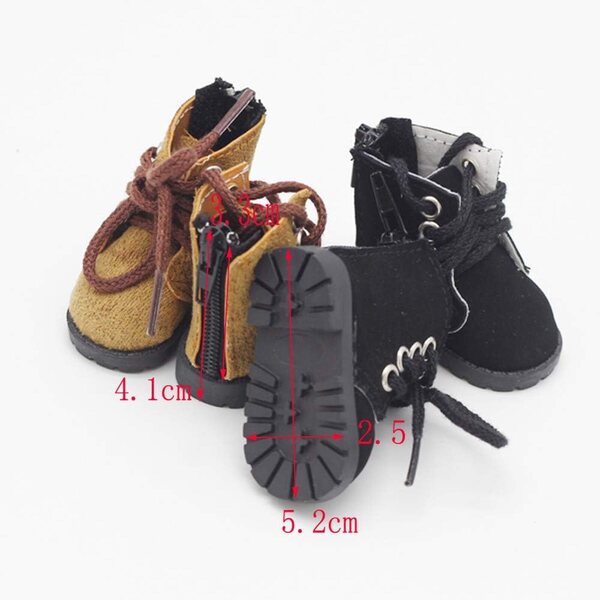 Rote Schnürstiefel für 1/6 BJD-Puppe aus Baumwolle und Kalbsleder – 20 cm