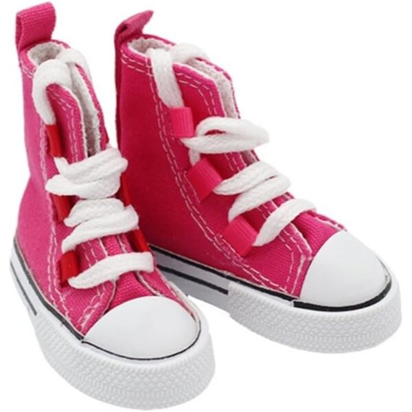 Scarpe Alte in Tela Rosso Rosa per Bambola BJD 1/3 da 60 cm con Lacci