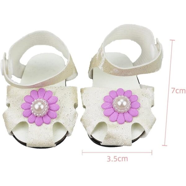 Sandali Bianchi per Bambola 46 cm - Scarpe Resistenti e Eleganti per Bambola Americana