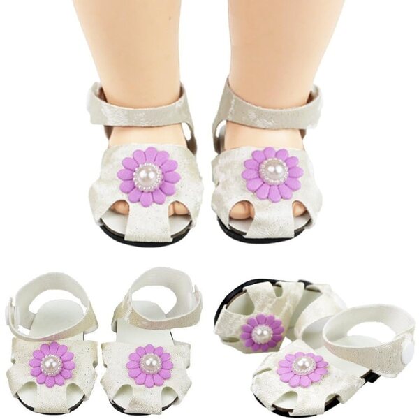 Sandali Bianchi per Bambola 46 cm - Scarpe Resistenti e Eleganti per Bambola Americana