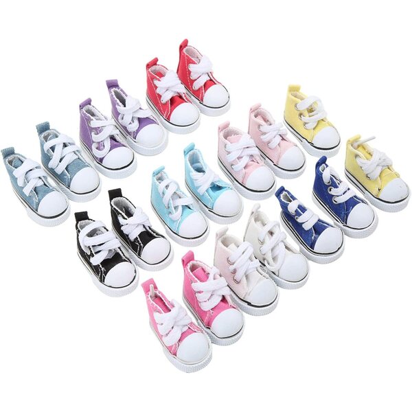 10 Paar Segeltuchschuhe für 1/6 Puppen, mehrfarbig, modisch, rutschfeste Gummiunterseite