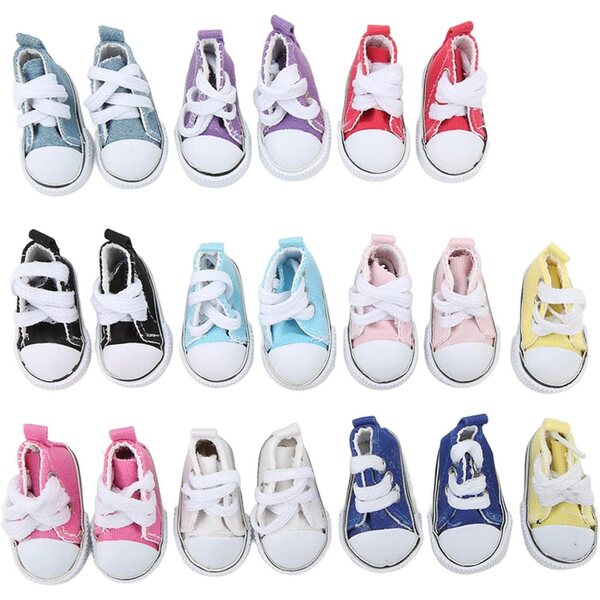 10 Paar Segeltuchschuhe für 1/6 Puppen, mehrfarbig, modisch, rutschfeste Gummiunterseite