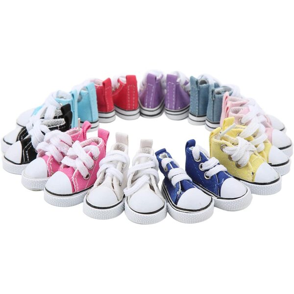 10 Paar Segeltuchschuhe für 1/6 Puppen, mehrfarbig, modisch, rutschfeste Gummiunterseite