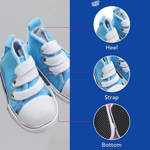 10 Paia Scarpe Tela per Bambole 1/6 Antiscivolo Fondo Gomma Colori Assortiti