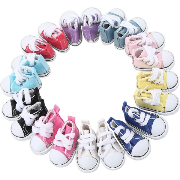 10 Paia Scarpe Tela per Bambole 1/6 Antiscivolo Fondo Gomma Colori Assortiti