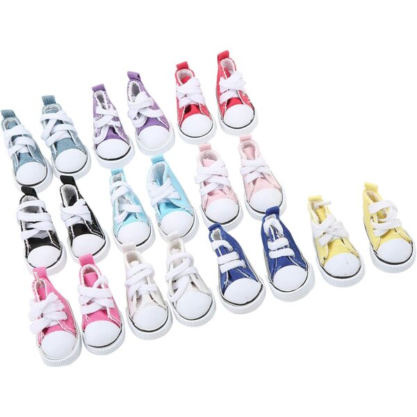 10 Paia Scarpe Tela per Bambole 1/6 Antiscivolo Fondo Gomma Colori Assortiti