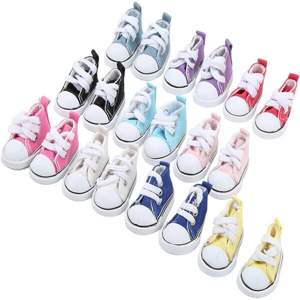 10 Paia Scarpe Tela per Bambole 1/6 Antiscivolo Fondo Gomma Colori Assortiti