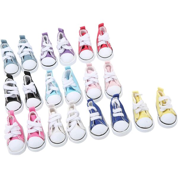 10 Paia Scarpe Tela per Bambole 1/6 Antiscivolo Fondo Gomma Colori Assortiti