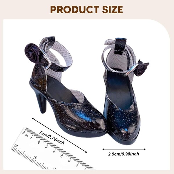 Scarpe con Tacco Alto per Bambole 1/6 in PVC Nero - Accessori Moda 24 Pollici