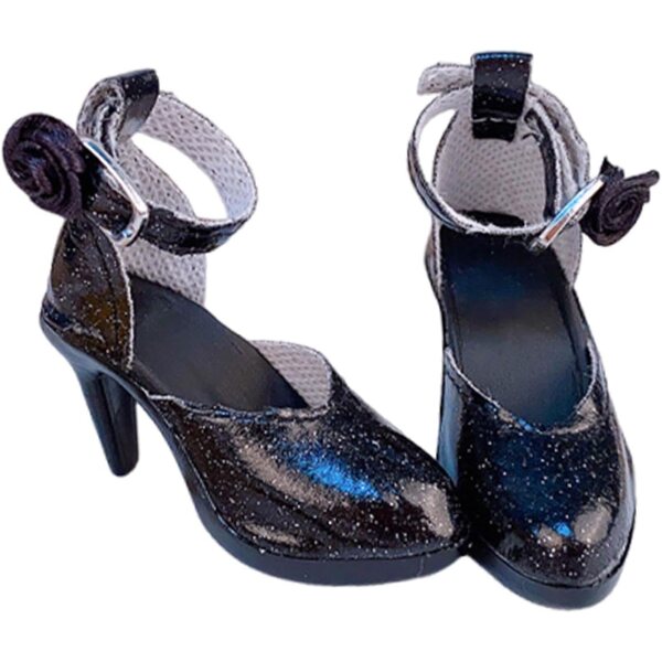 Scarpe con Tacco Alto per Bambole 1/6 in PVC Nero - Accessori Moda 24 Pollici