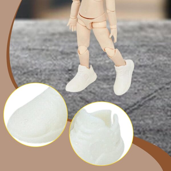 1:12 Puppensneaker im Retro-Stil, weißes PVC, lässige Miniatur