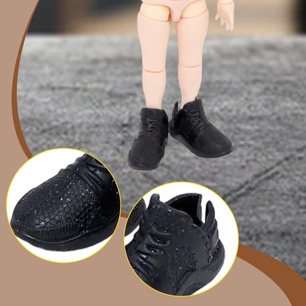 1/12 Sportschuhe für OB11-Puppen, Schwarz – bequemes und widerstandsfähiges Schuhwerk