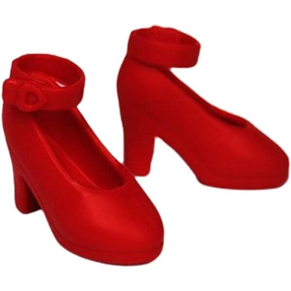 Rote Kunststoff-High-Heel-Schuhe für 1/6 BJD-Puppen, Modeaccessoires