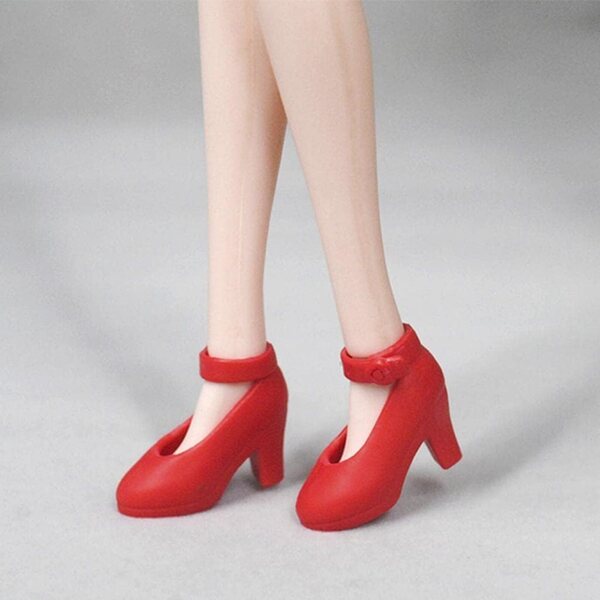Rote Kunststoff-High-Heel-Schuhe für 1/6 BJD-Puppen, Modeaccessoires