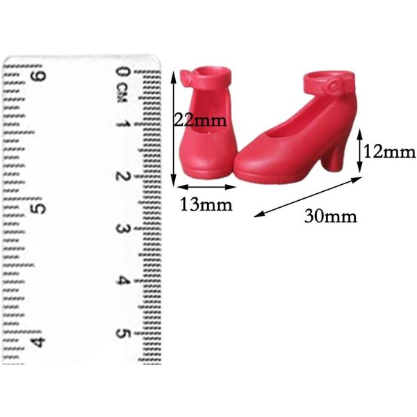 Rote Kunststoff-High-Heel-Schuhe für 1/6 BJD-Puppen, Modeaccessoires