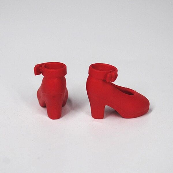 Rote Kunststoff-High-Heel-Schuhe für 1/6 BJD-Puppen, Modeaccessoires