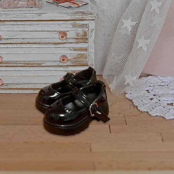 1:4 schwarze weibliche Puppenschuhe aus PVC, modische Plattform für Actionfiguren