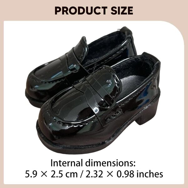 Schuhe für BJD Doll 1/4 Slip On 16-18 Zoll Schwarz aus strapazierfähigem und realistischem PU