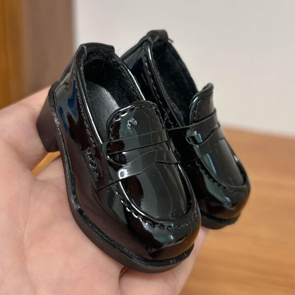 Schuhe für BJD Doll 1/4 Slip On 16-18 Zoll Schwarz aus strapazierfähigem und realistischem PU