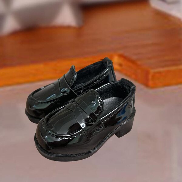 Schuhe für BJD Doll 1/4 Slip On 16-18 Zoll Schwarz aus strapazierfähigem und realistischem PU